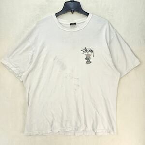 STUSSY MEN'S XL KNOWLEDGE IS KING GRAPHIC TSHIRT WHITE SS MADE IN MEXICO